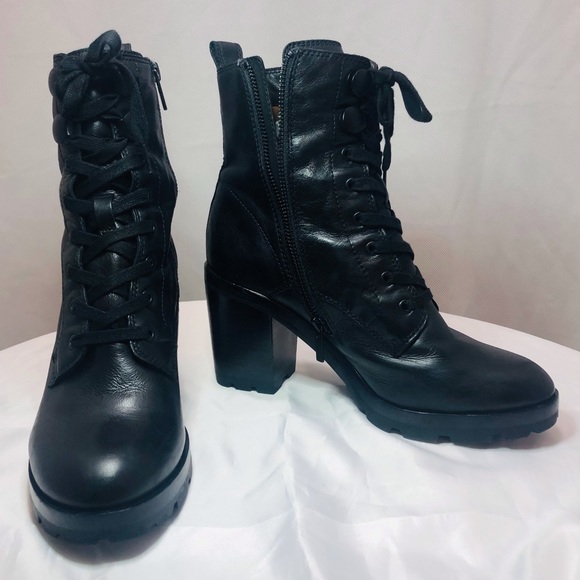 Frye Myra Black Lace up Combat boots 8.5 - Picture 3 of 7